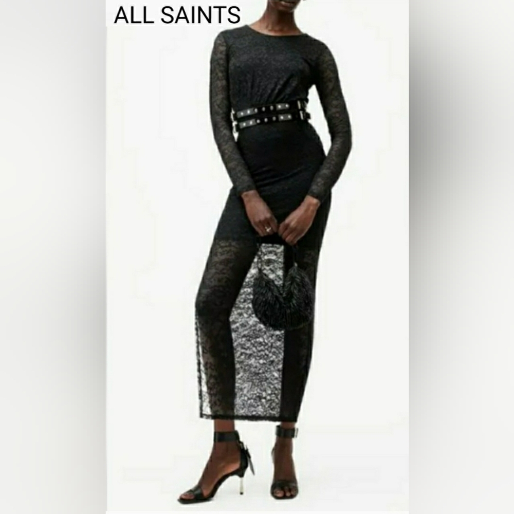 All Saints Black Lace Dress